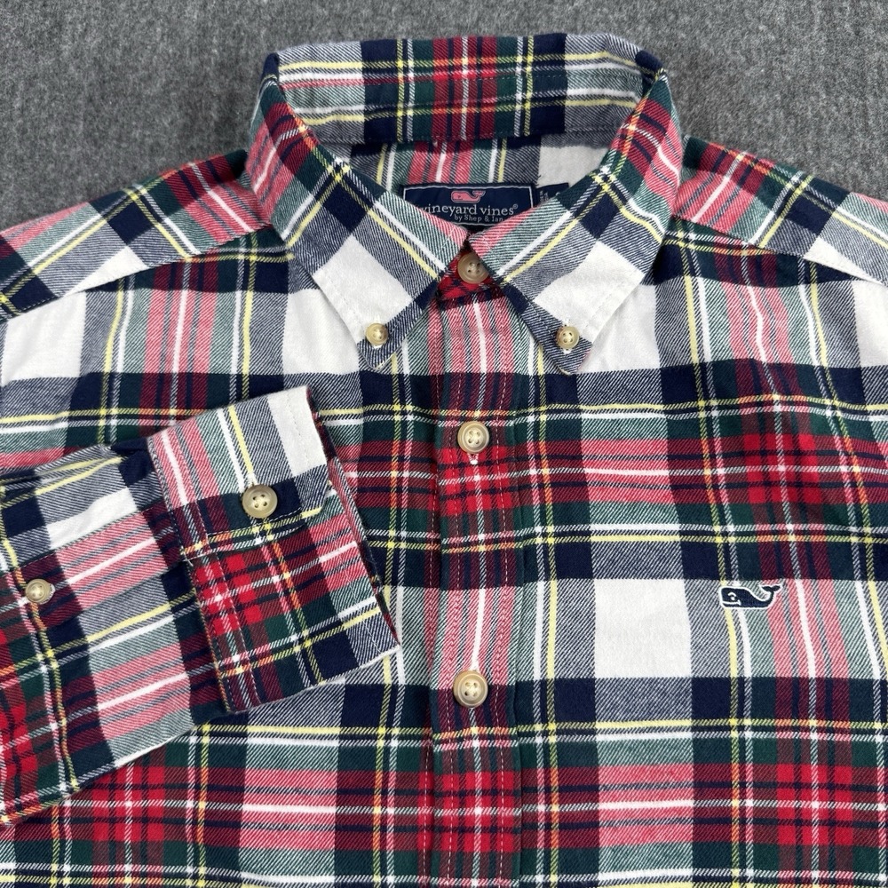 Vineyard Vines Men's S Tartan Plaid Shirt Red Green Stretch Cotton Button Down